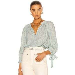 Natalie Martin Remy Blouse Top Coral Light Blue 3/4 Sleeve Boho‎ Viscose XS NEW